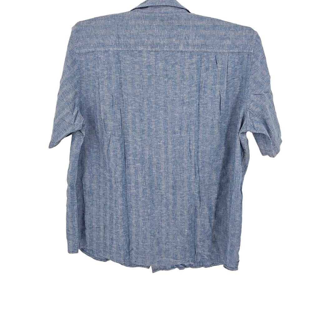 Weatherproof Vintage Blue Shirt Men's Washable Linen Short Sleeve Size XXL - Picture 5 of 8